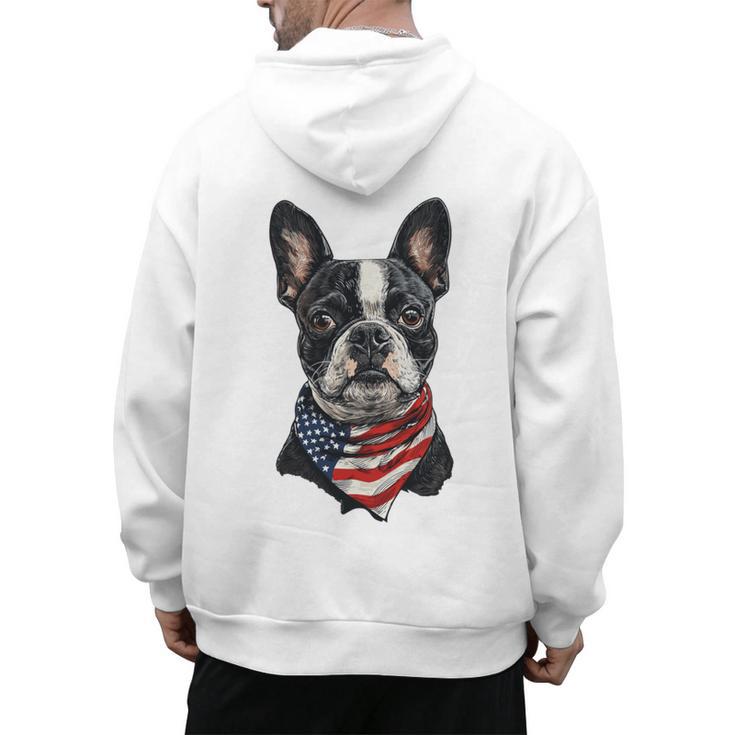 Boston Terrier American Flag Men's Hoodie Back Print