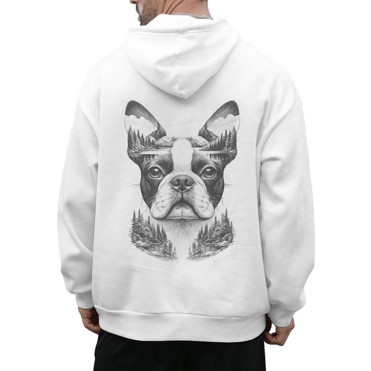 Boston Terrier Dog Bostie Nature Memorial Idea Men Women Men's Hoodie Back Print