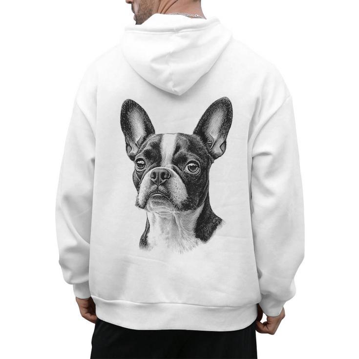 Boston Terrier Dog Motif Pet Illustration Boston Terrier For Men Women Kids Men's Hoodie Back Print