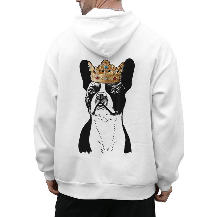 Boston Terrier Dog Wearing Crown For Men Women Girls Kids Men's Hoodie Back Print