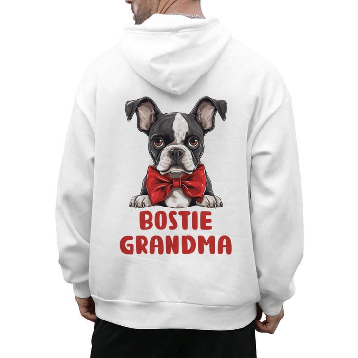 Boston Terrier Grandma Dog Lovers Puppy Bostie Owner Men's Hoodie Back Print