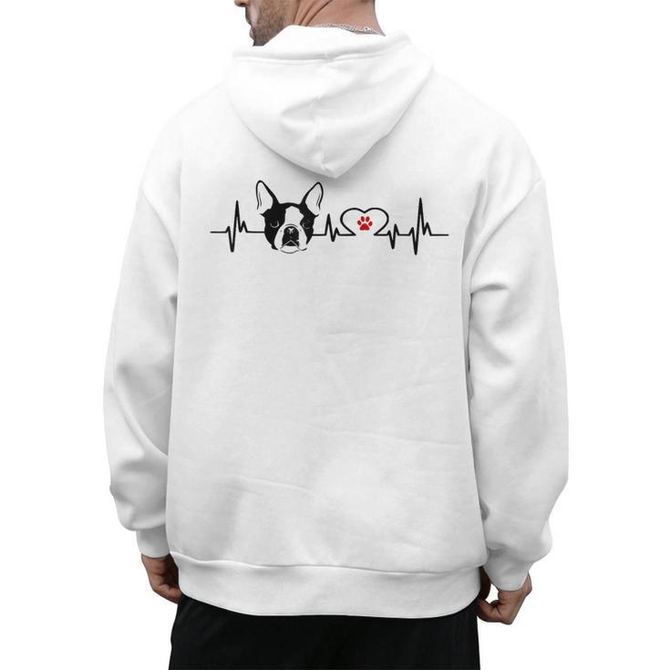 Boston Terrier Heartbeat Heart Line Men's Hoodie Back Print
