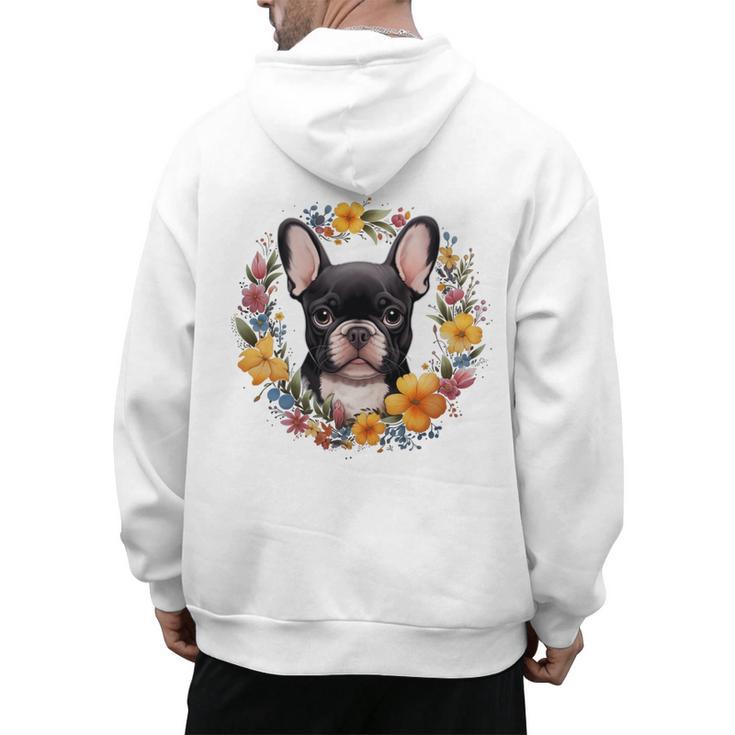 Boston Terrier Mom Floral Bostie Dog Lover Flowers Cute Men's Hoodie Back Print
