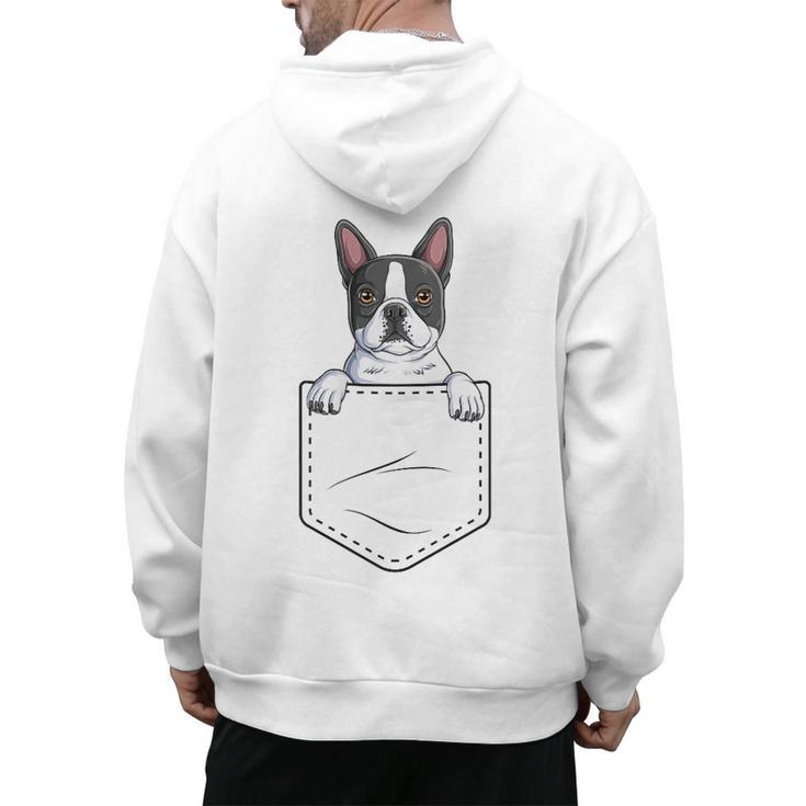 Boston Terrier In The Pocket Cute Boston Terrier Dog Lovers Men Women Girls Kids Men's Hoodie Back Print