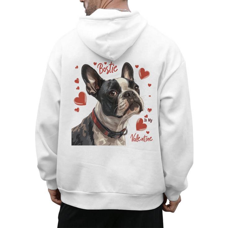 Boston Terrier Is My Valentine Cute Pet Dog Owner Valentine Men's Hoodie Back Print