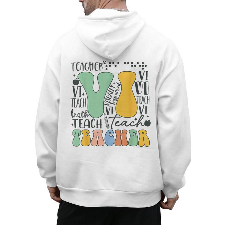 Braille Teacher Of The Visually Impaired Groovy VI Teacher Men's Hoodie Back Print