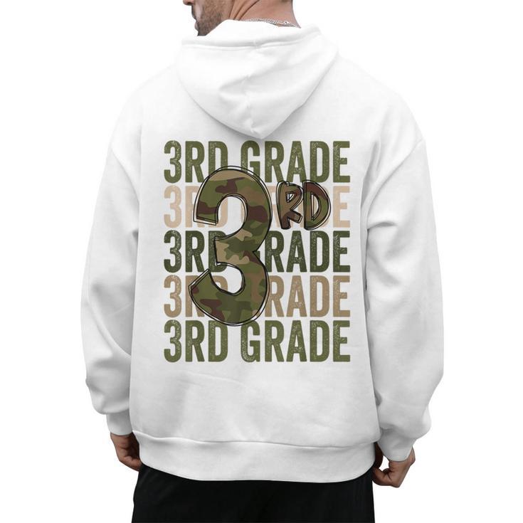 Camo Team 3rd Grade Squad Back To School Teacher Kids Boys Men's Hoodie Back Print