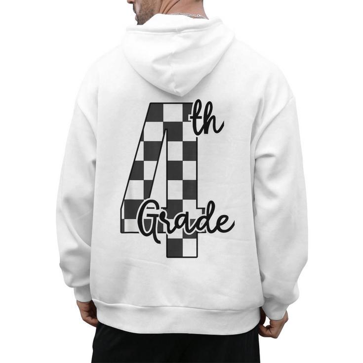 Checkered Fourth Grade Back To School Teachers Students Men's Hoodie Back Print