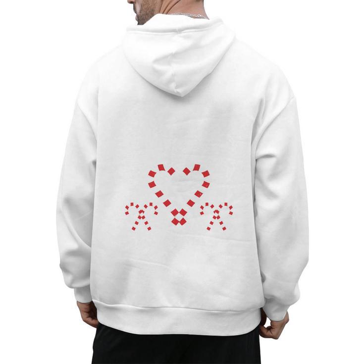 Christmas Candy Cane Work Of Heart Fourth 4th Grade Teacher Men's Hoodie Back Print