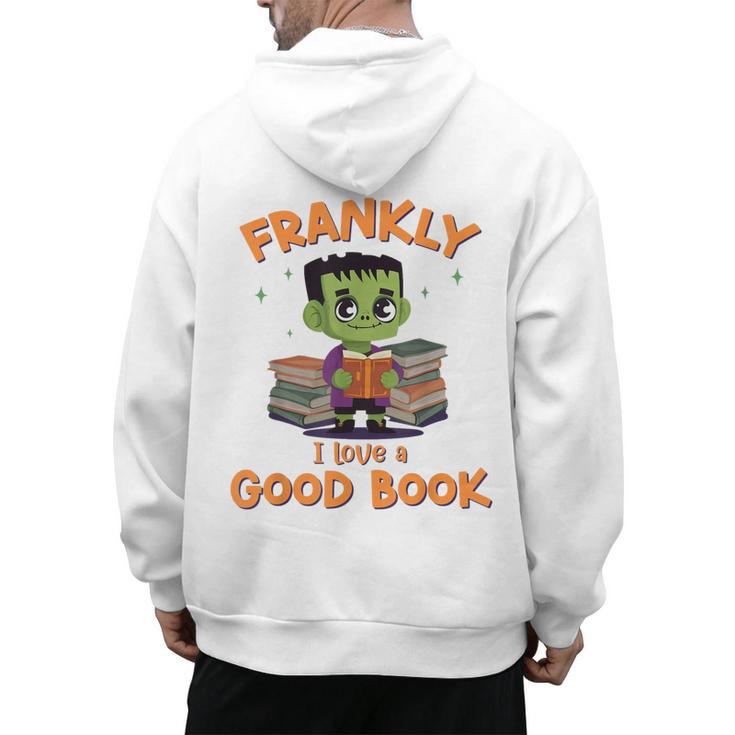 Cute Halloween Teacher Librarian Frankenstein Reading Books Men's Hoodie Back Print
