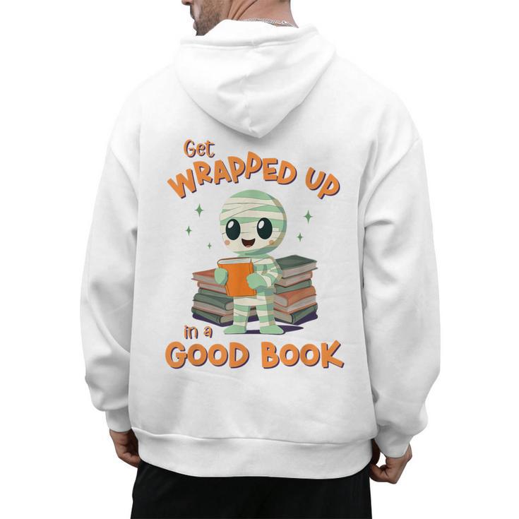 Cute Halloween Teacher Librarian Mummy Reading Books Men's Hoodie Back Print
