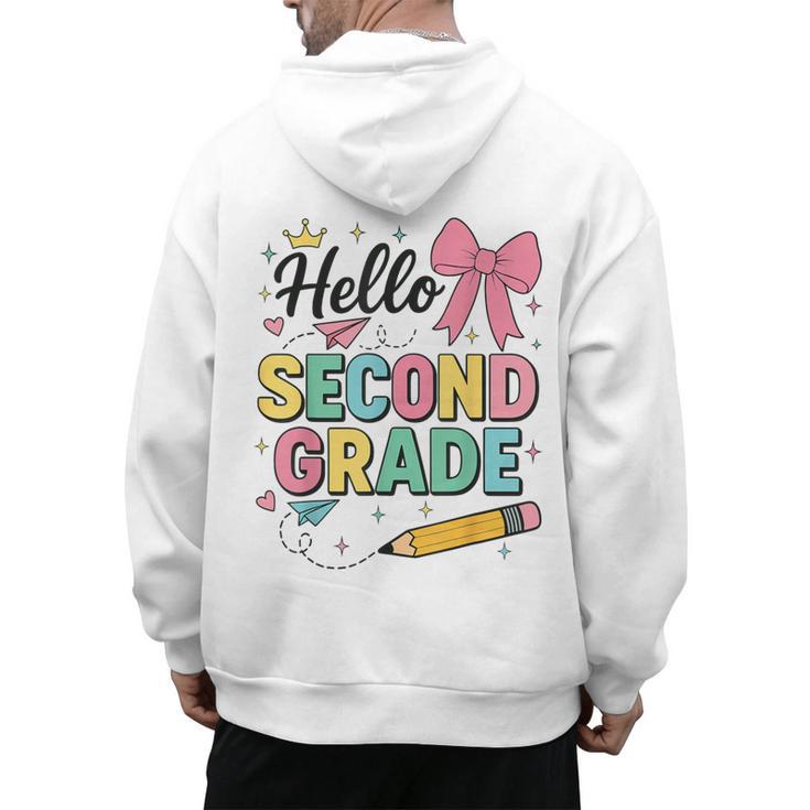 Cute Hello Second Grade Back To School Coquette Teacher Girl Men's Hoodie Back Print