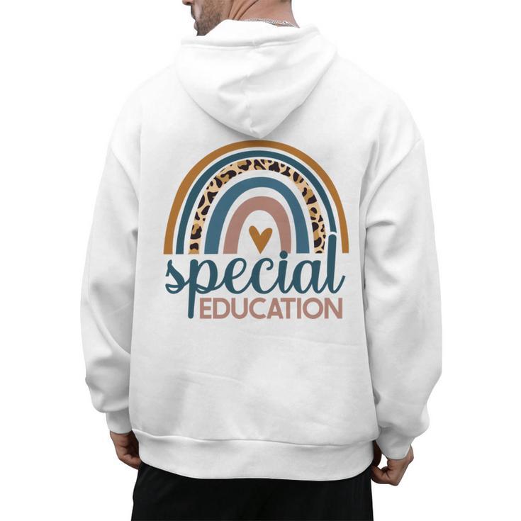 Cute Special Education Leopard Print SPED Teacher Idea Men's Hoodie Back Print