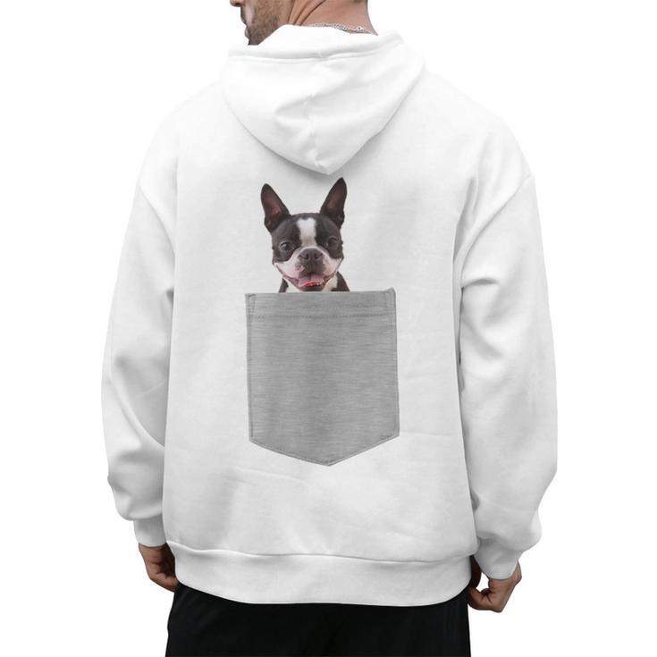 Dog In Your Pocket Boston Terrier For Men Women Girls Kids Men's Hoodie Back Print