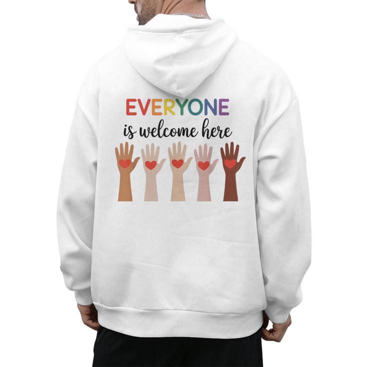 Everyone Is Welcome Here Idaho Teacher Men's Hoodie Back Print