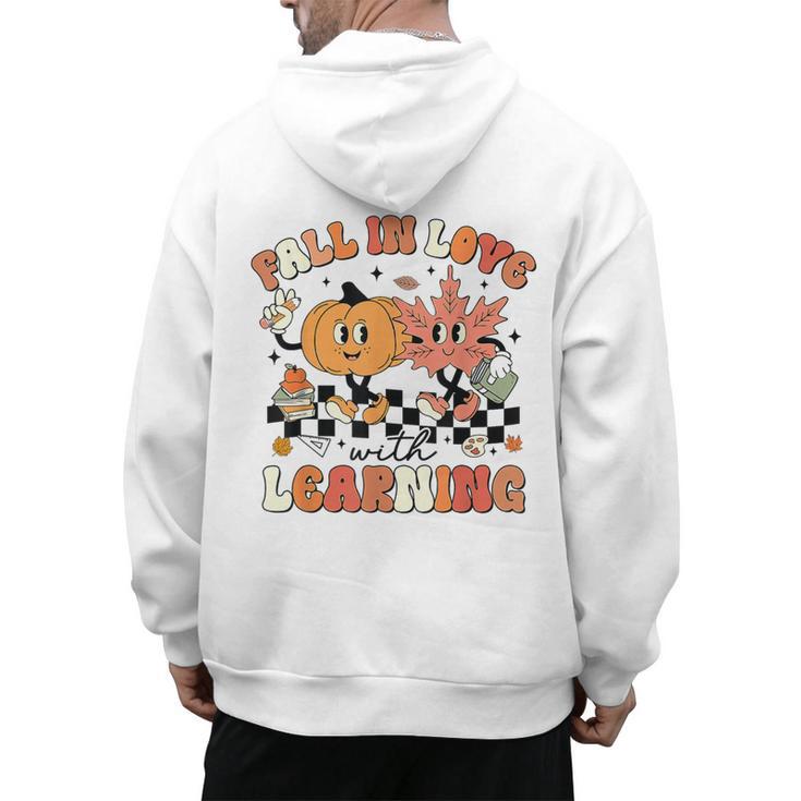 Fall In Love With Learning Teacher Retro Thanksgiving Men's Hoodie Back Print