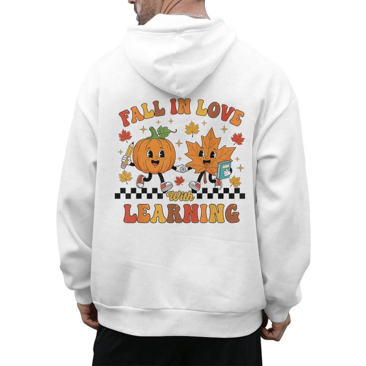 Fall In Love With Learning Teacher Student Autumn Pumpkin Men's Hoodie Back Print