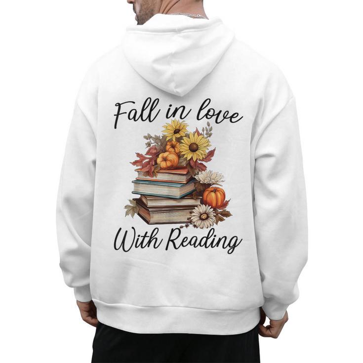 Fall In Love With Reading Book Autumn Teachers Pumpkins Men's Hoodie Back Print