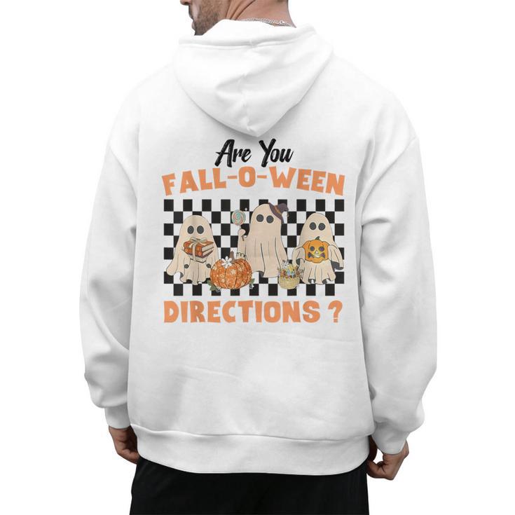 Are You Fall-O-Ween Directions Halloween Ghost Fall Teacher Men's Hoodie Back Print