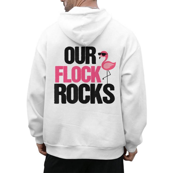 Our Flock Rocks Flamingo Mother's Day Teacher Men's Hoodie Back Print