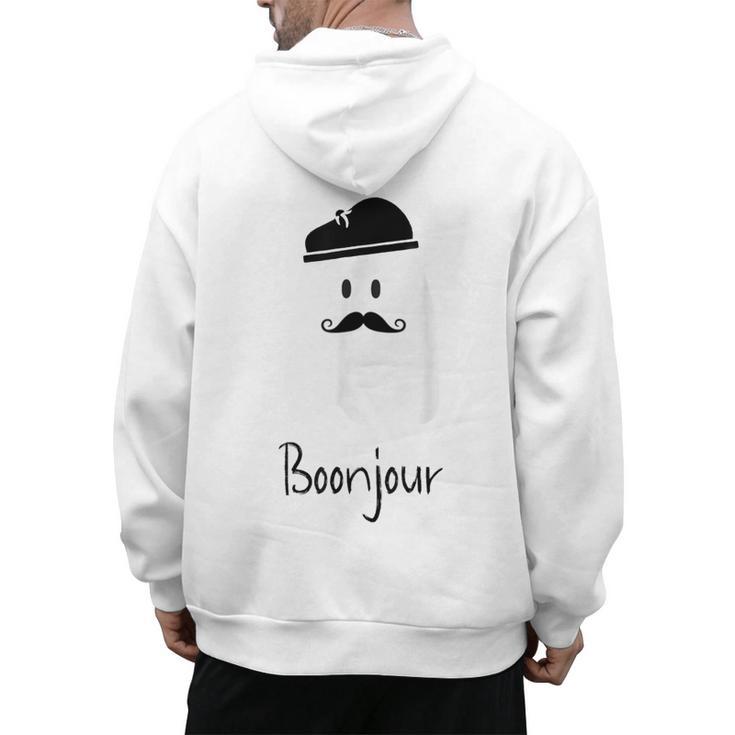 French Teacher Halloween Bonjour Ghost Men's Hoodie Back Print