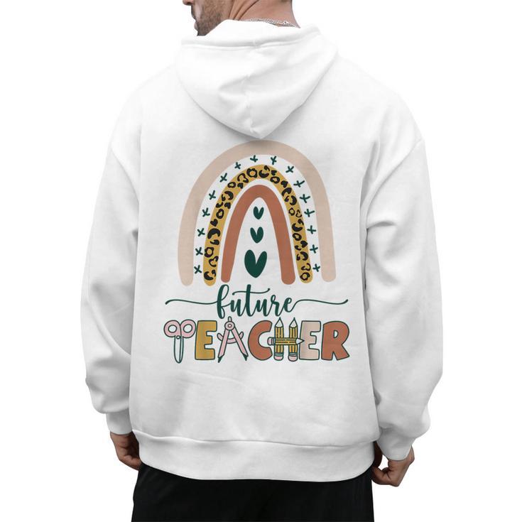 Future Teacher Boho Rainbow Leopard New Grad Student Men's Hoodie Back Print