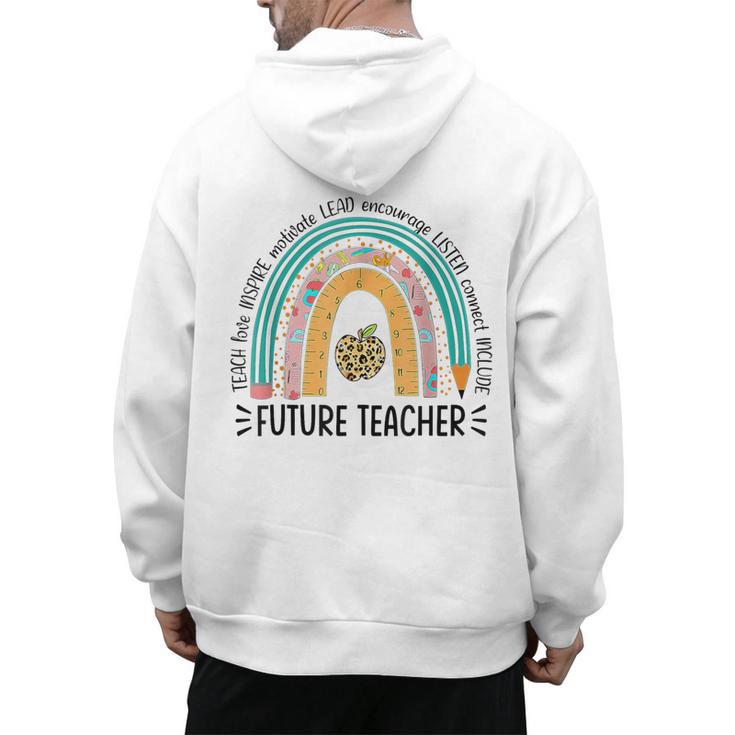 Future Teacher Cute Rainbow Leopard Teacher Outfit For Men Women Girls Kids Men's Hoodie Back Print