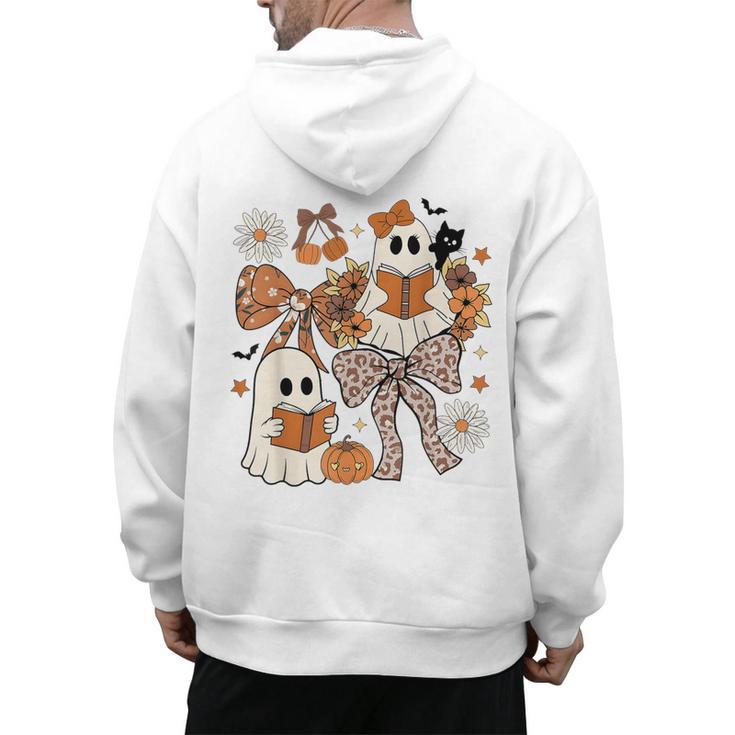 Ghost Reading Books Halloween Bow Spooky Teacher Student Men's Hoodie Back Print