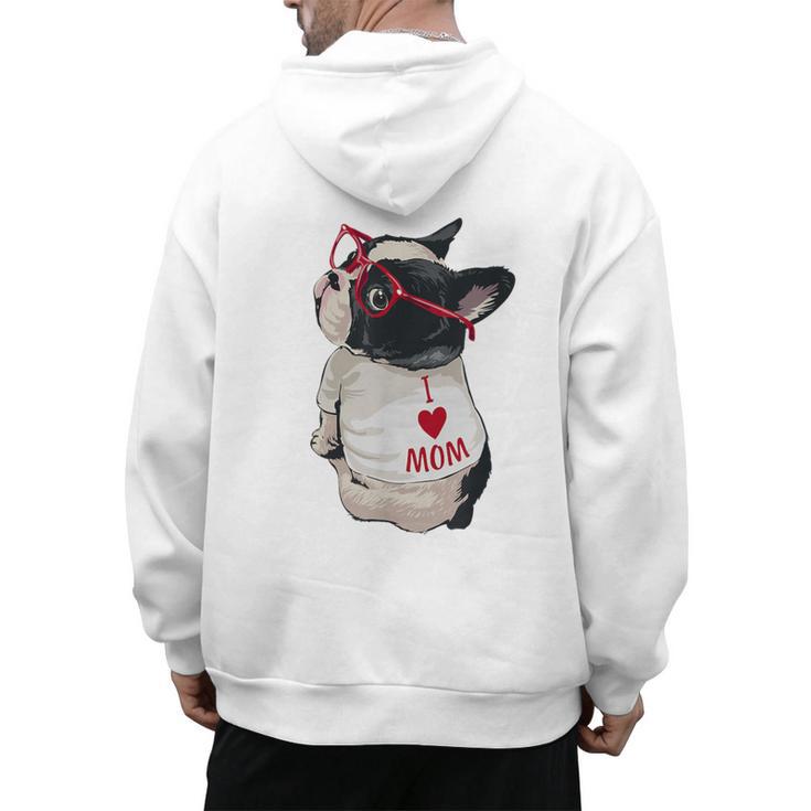 Girls I Heart Mom Love Mama Boston Terrier Dog Lover Men's Hoodie Back Print