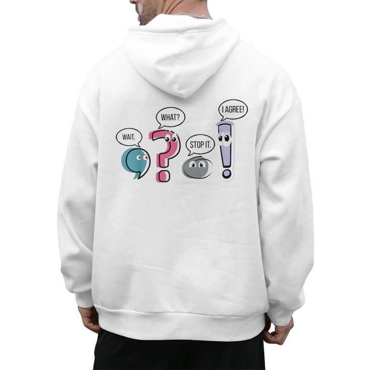 Grammar Teacher Punctuation English First Day Back To School Men's Hoodie Back Print