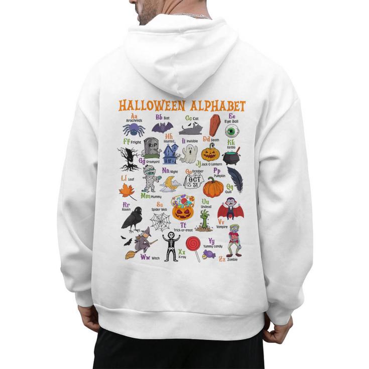 Halloween Alphabet ABCs Learning Kindergarten Teacher Men's Hoodie Back Print