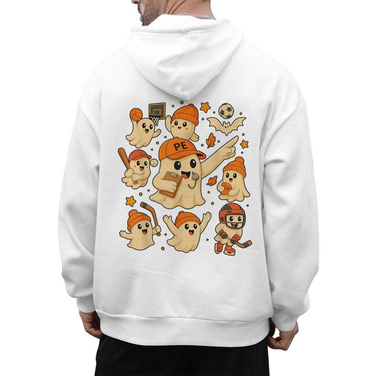 Halloween PE Teacher Costume Ghost Physical Education Men's Hoodie Back Print