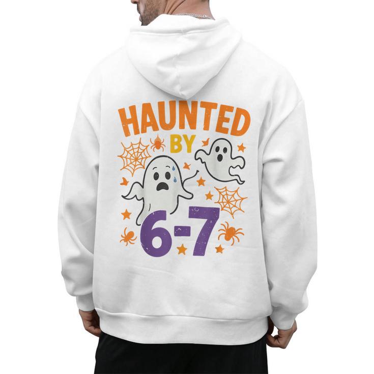 Haunted 67 Ghost Math Teacher Halloween Costume Math Pun Men's Hoodie Back Print