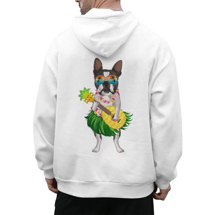 Hawaiian Boston Terrier Dog Pineapple Ukulele Summer For Men Women Girls Kids Men's Hoodie Back Print