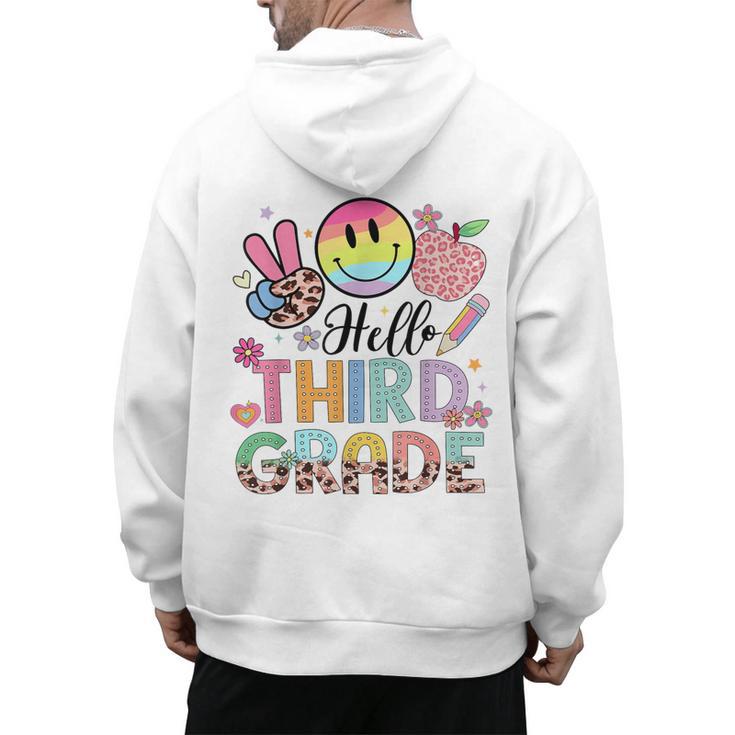 Hello 3rd Grade Boy Girl Teacher Back To School 3rd Grade Men's Hoodie Back Print