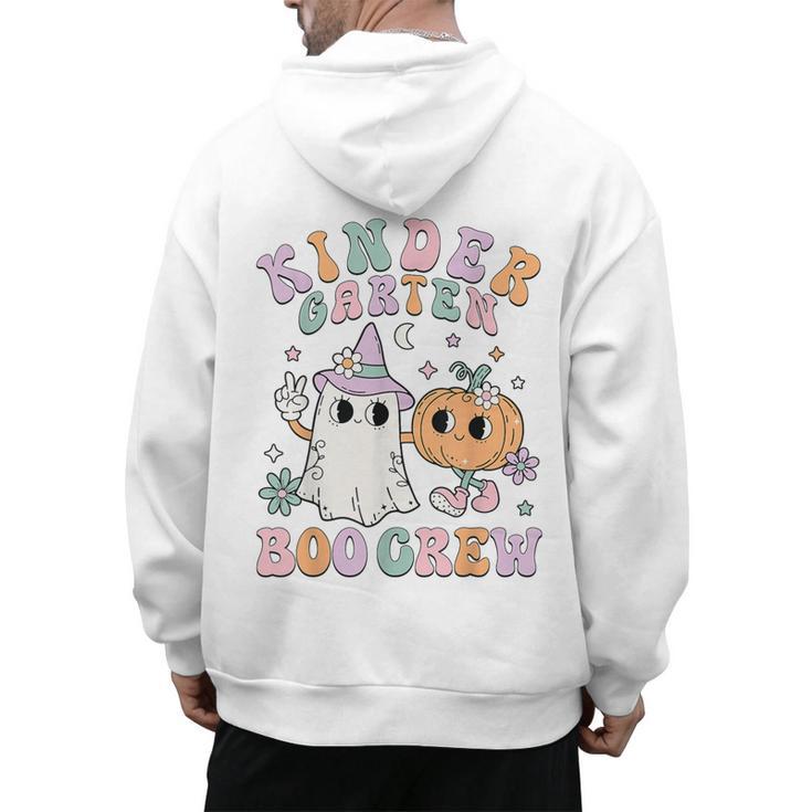 Kindergarten Boo Crew Halloween Floral Ghost Kinder Teacher Men's Hoodie Back Print