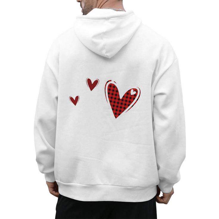 Kindergarten Has My Heart Buffalo Print Teacher Valentine Men's Hoodie Back Print