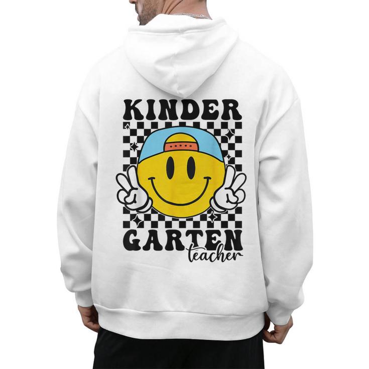 Kindergarten Teacher Hippie Smile Face Back School Men's Hoodie Back Print