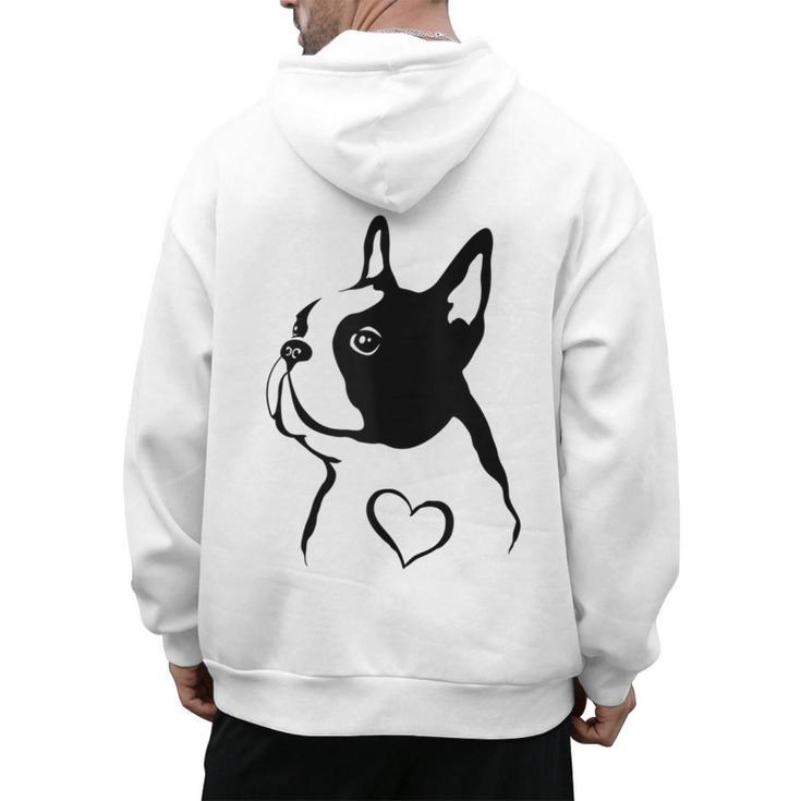 I Love My Boston Terrier Dog With Heart Men's Hoodie Back Print