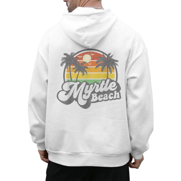 Myrtle Beach South Carolina Retro 70s Vintage Vacation Men's Hoodie Back Print