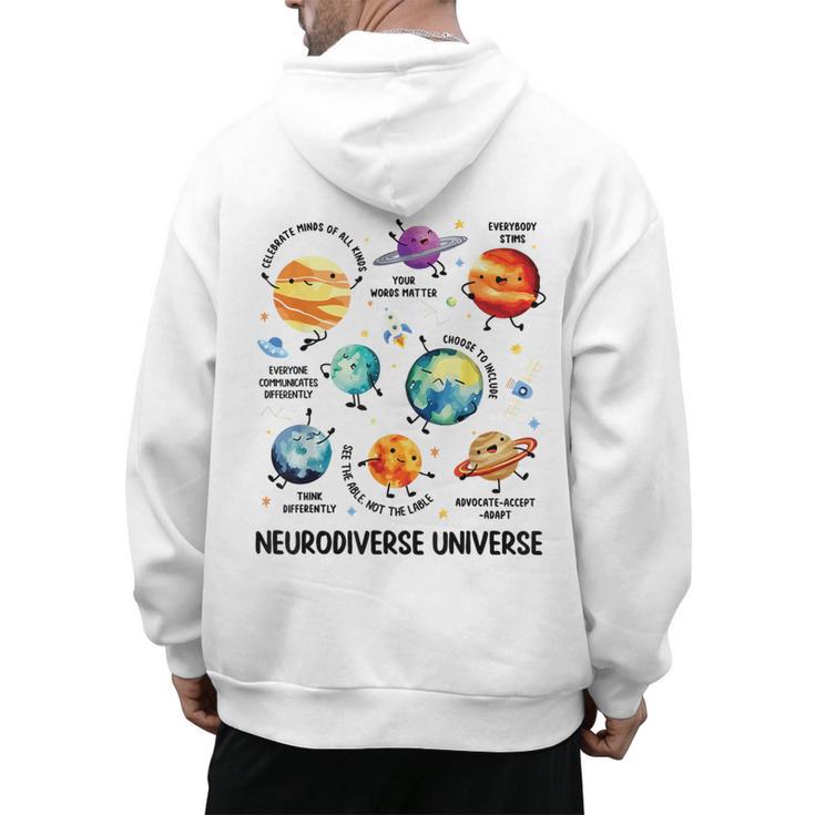 Neurodiverse Universe Space Planet Special Education Teacher Men's Hoodie Back Print