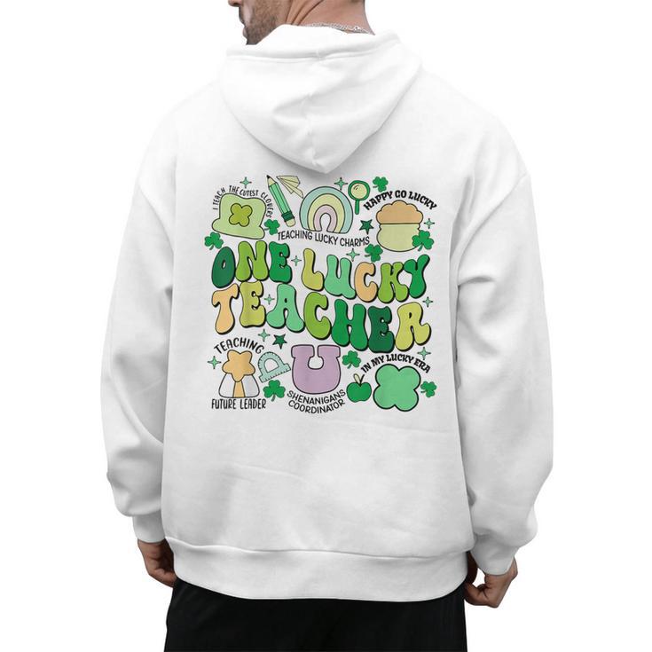 One Lucky Teacher St Patrick's Day Irish Teacher Lucky Era Men's Hoodie Back Print