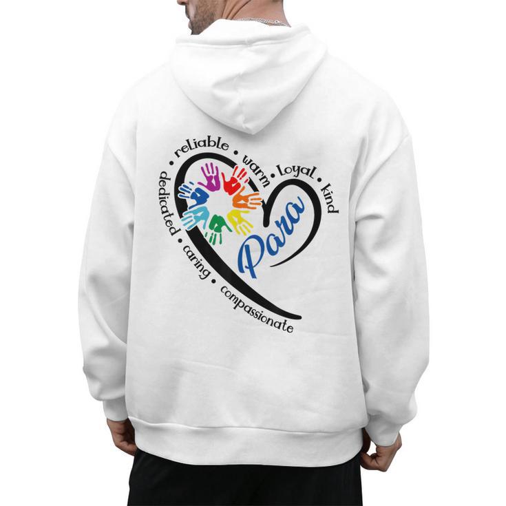 Para Heart Teacher Paraprofessional Paraeducator Men Women Men's Hoodie Back Print