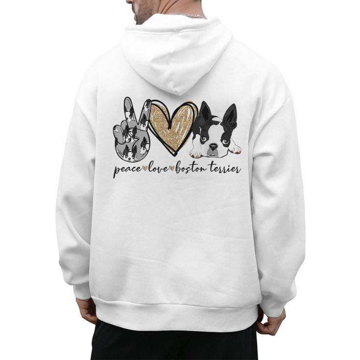 Peace Love Boston Terrier Boston Terrier Lover Dog Mom Men's Hoodie Back Print