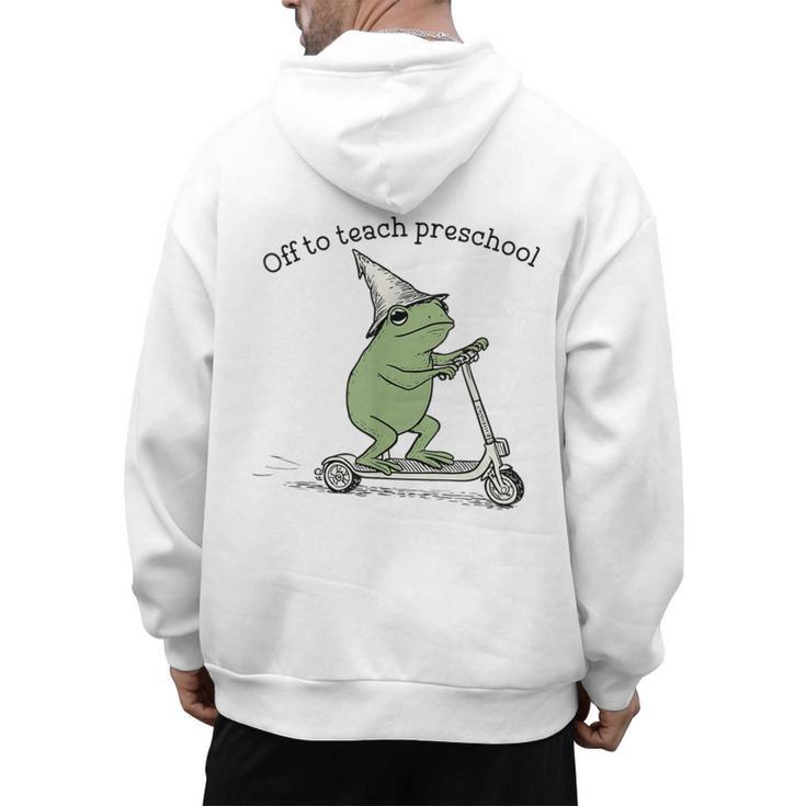 Pre K Grade Teacher Frog Back To School Preschool Men's Hoodie Back Print