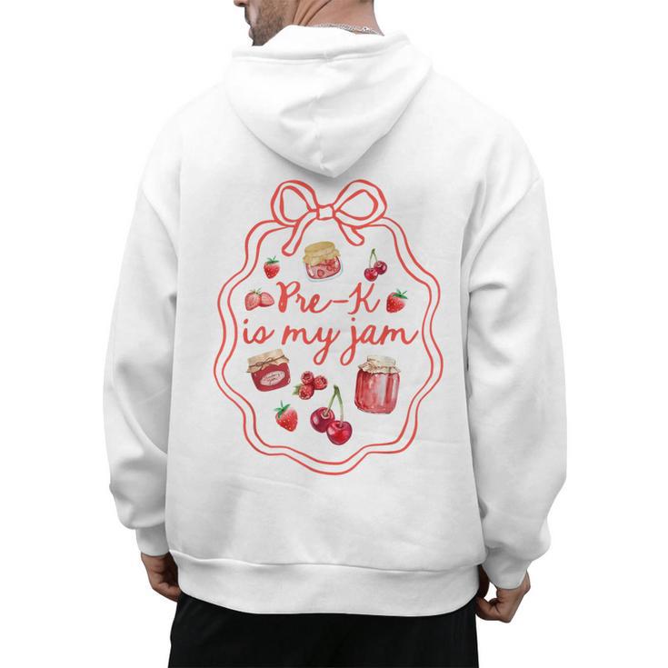 Preschool Pre-K Is My Jam Strawberry Girl Teacher Kids Men's Hoodie Back Print
