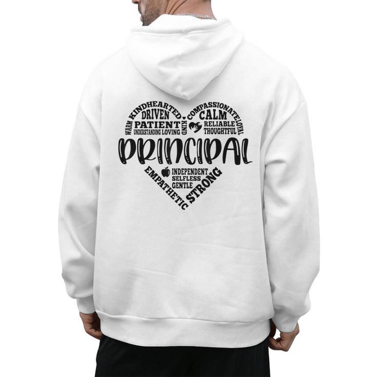 Principal Heart Life School Principal Teacher Appreciation Men's Hoodie Back Print