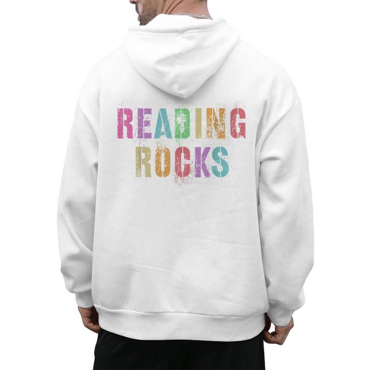 READING ROCKS English Teacher ELA ABCD Read Star Kinder Men's Hoodie Back Print