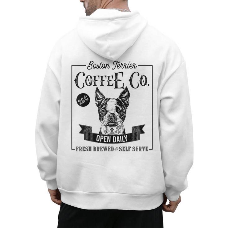 Retro Boston Terrier Coffee Dog Mom Coffee Lover Men's Hoodie Back Print