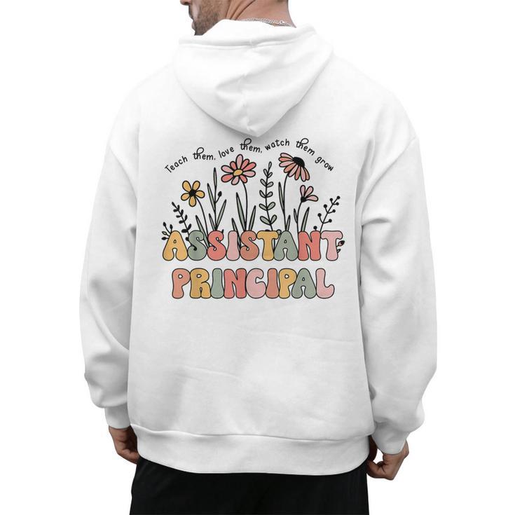 Retro Floral Assistant Principal Shirt For Teachers Day Men's Hoodie Back Print